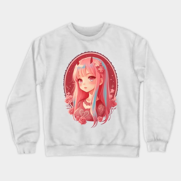 Chibi Zero Two Crewneck Sweatshirt by Selene’s Designs